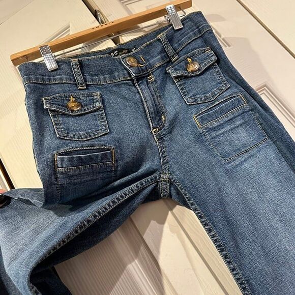 *RARE* VTG ABS Allen Schwartz Mid Rise Wide Leg Patch Pocket Trouser Jeans Y2K - Picture 8 of 11